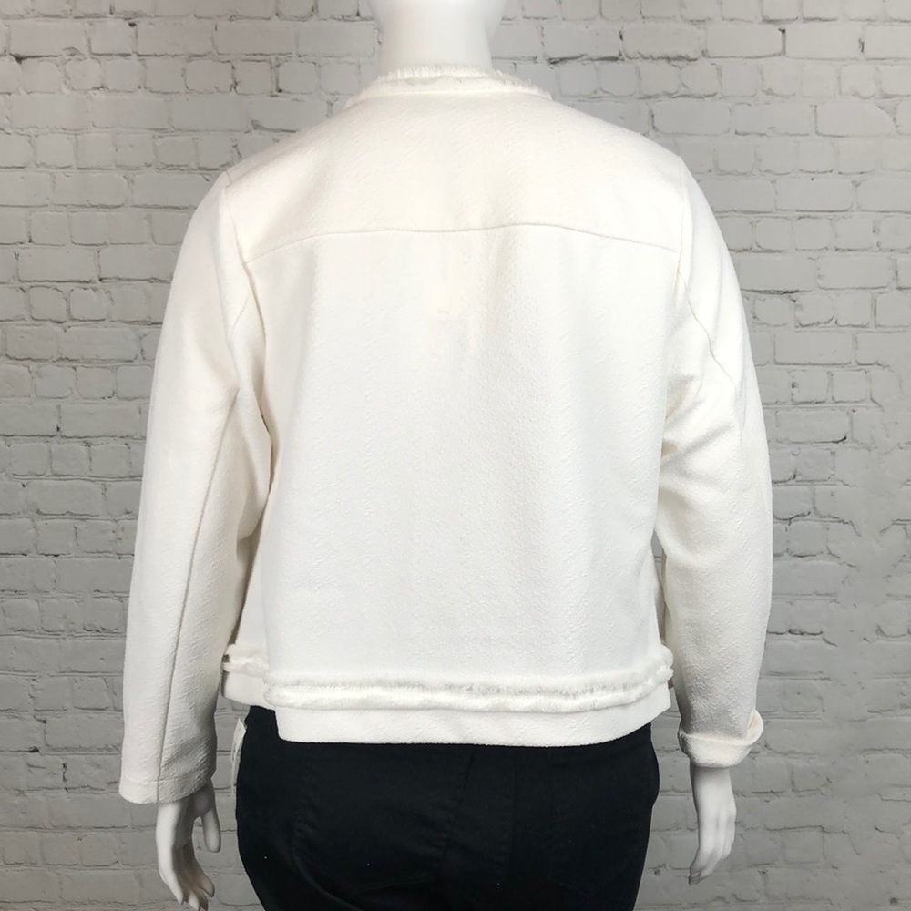 0X 2X Calvin Klein White Textured Knit Jacket Plus - Picture 3 of 7